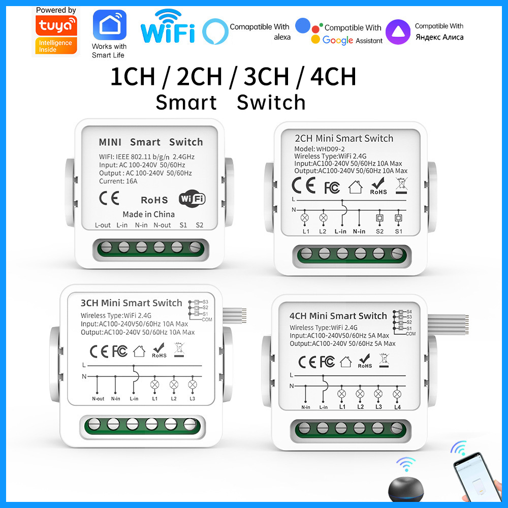 Smart Home Web - Tuya WiFi Akıllı Anahtar 1/2/3/4 Düğmeli