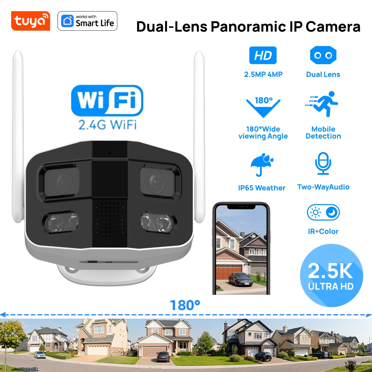Smart Home Camera Ezviz - Tuya Smart 4MP 2.5K Çift Lensli