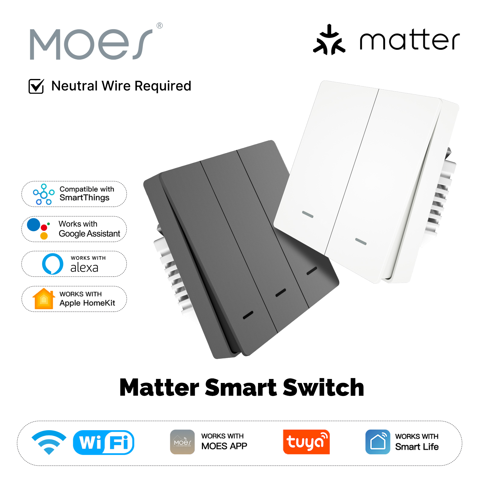 Smart Home Lighting Control - MOES Matter Tuya WiFi Akıllı Işık