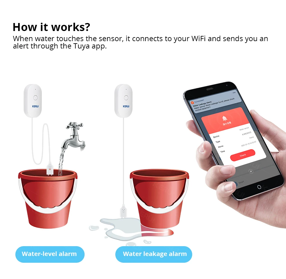 KERUI WiFi Su Sensörü Akıllı E - Smart Home Kitchen incelemesi ve fiyatı
